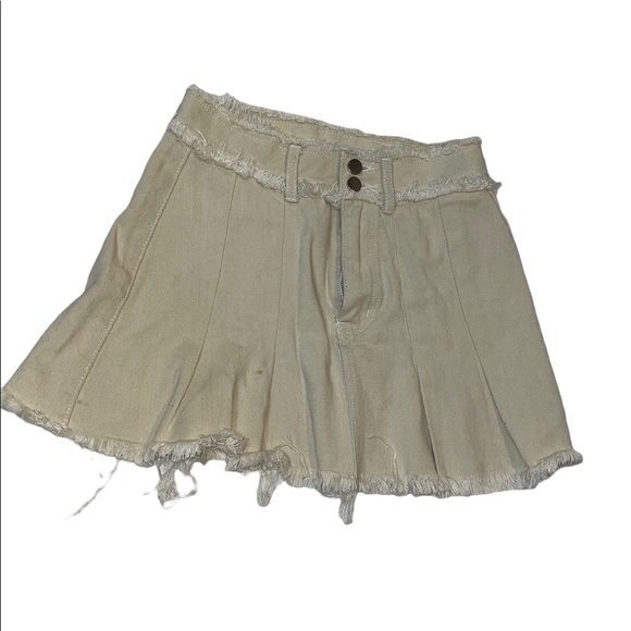 IVORY DENIM SKIRT - Picture 2 of 5
